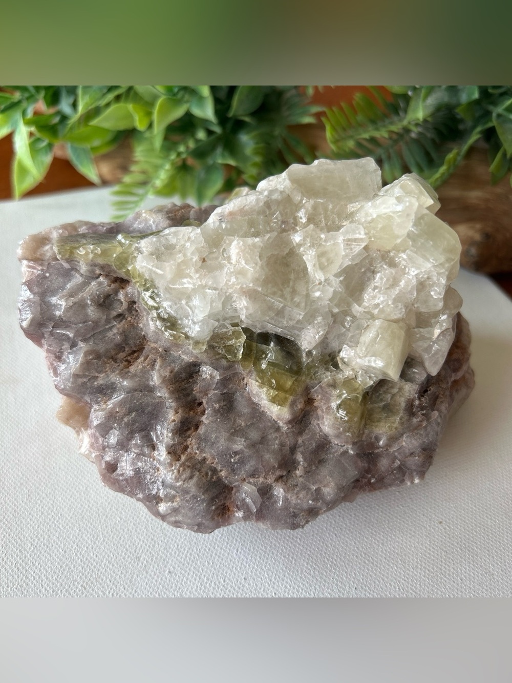 💎 Large Raw Green Calcite Crystal Specimen - Green and Cream Decorative Accent